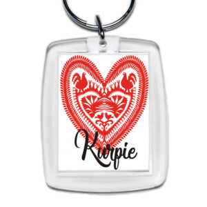 Brelok akrylowy Serce z Kurpiowskiej Wycinanki