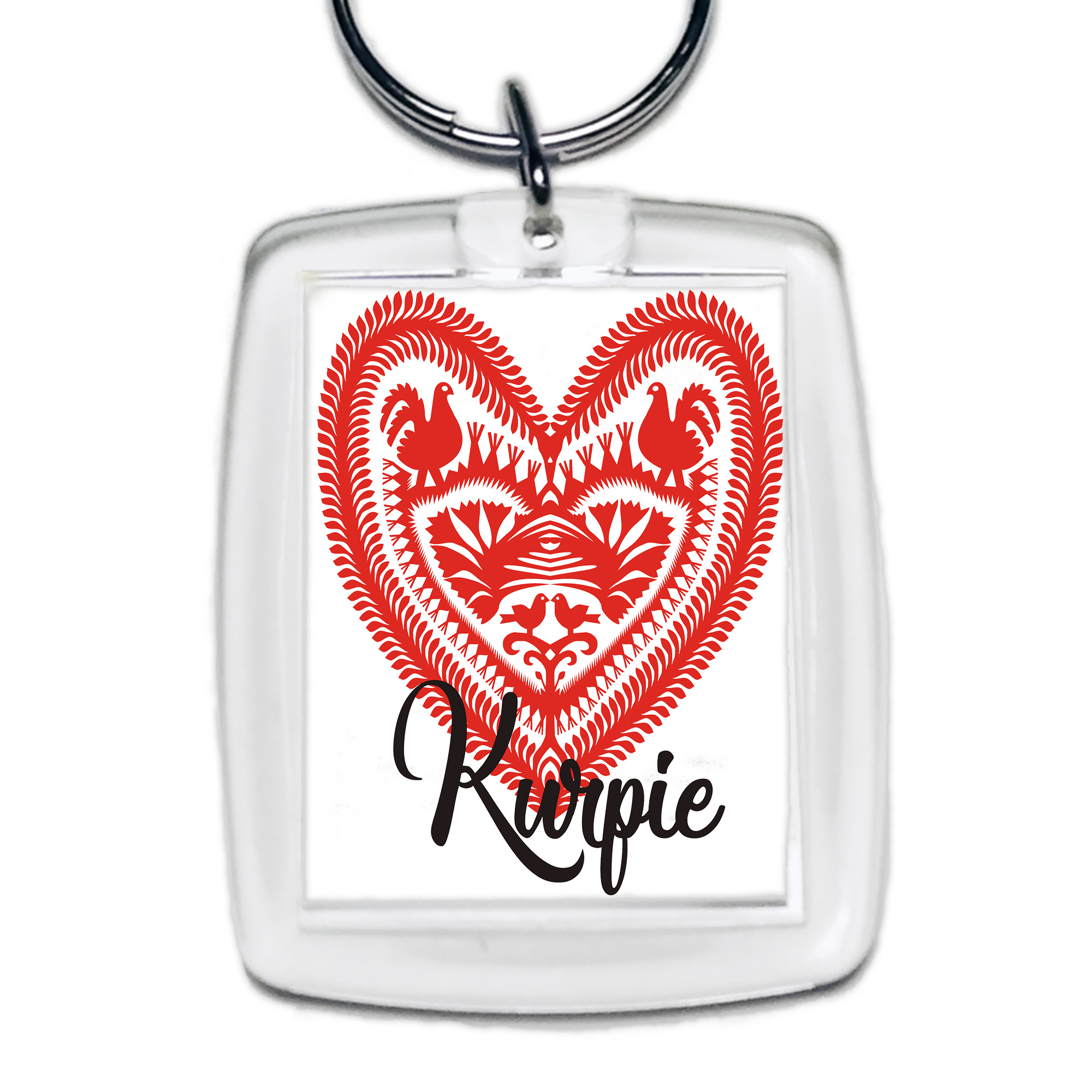 Brelok akrylowy Serce z Kurpiowskiej Wycinanki