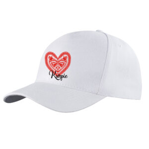 Czapka daszek Serce z Kurpiowskiej Wycinanki