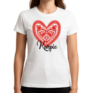 Koszulka damska Serce z Kurpiowskiej Wycinanki