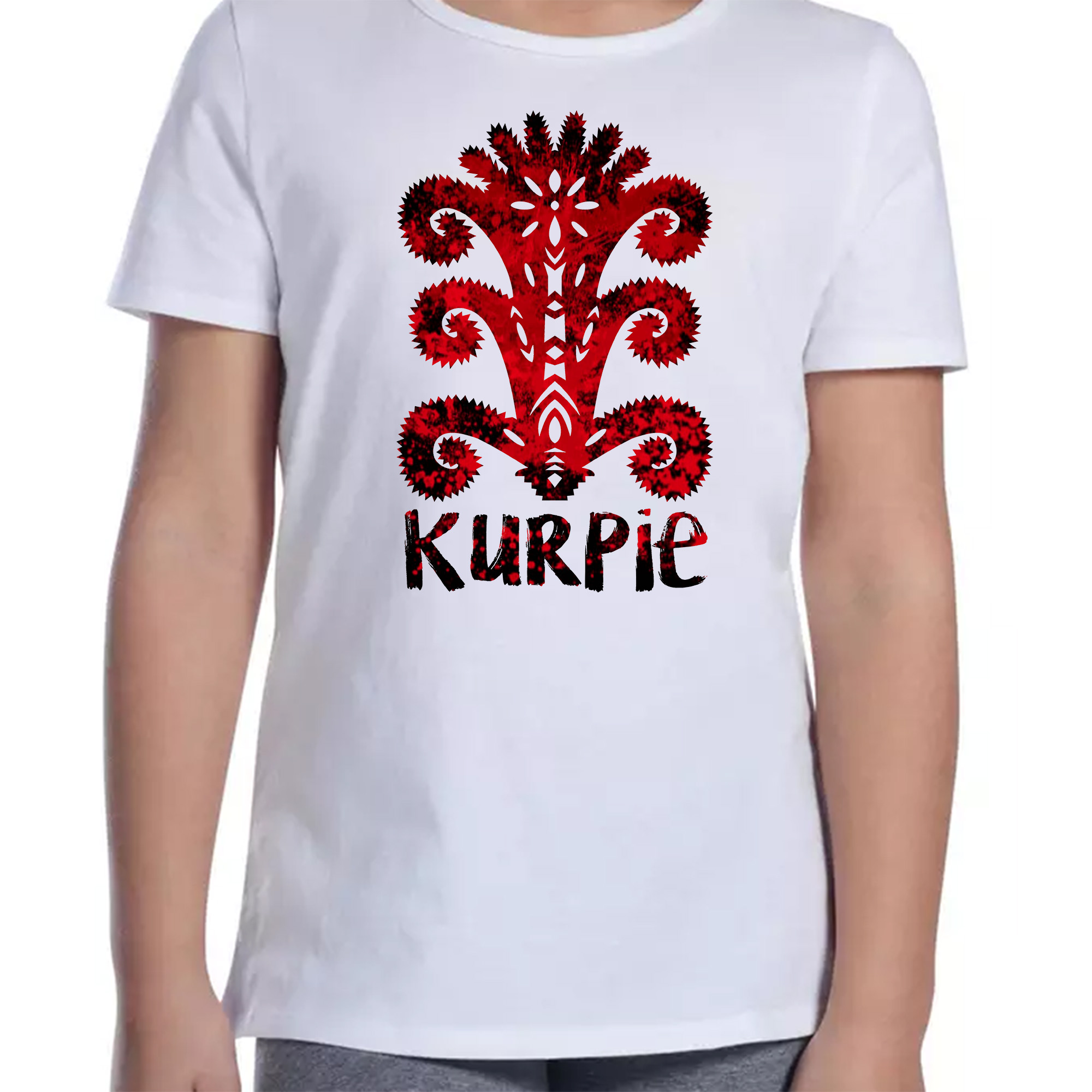 Koszulka dziecięca Czerwona Wycinanka Kurpiowska