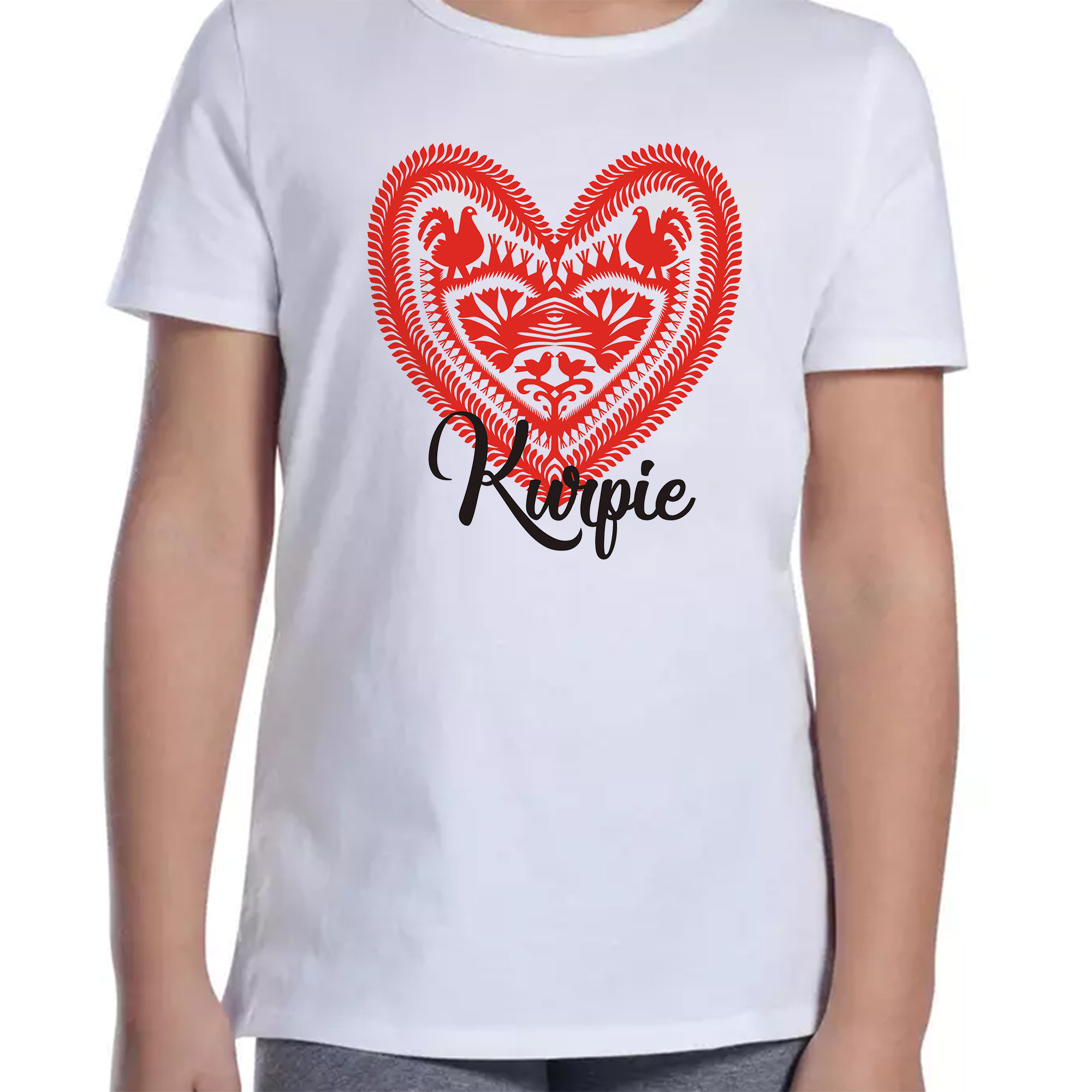 Koszulka dziecięca Serce z Kurpiowskiej Wycinanki