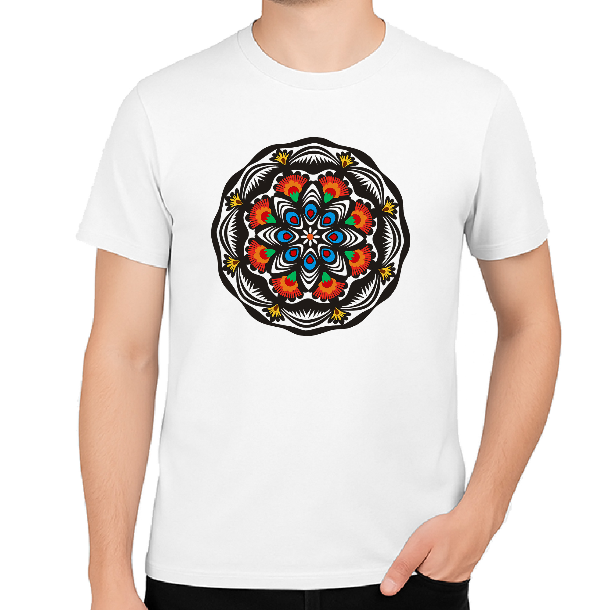 Koszulka męska Folkowa Mandala z Kurpi