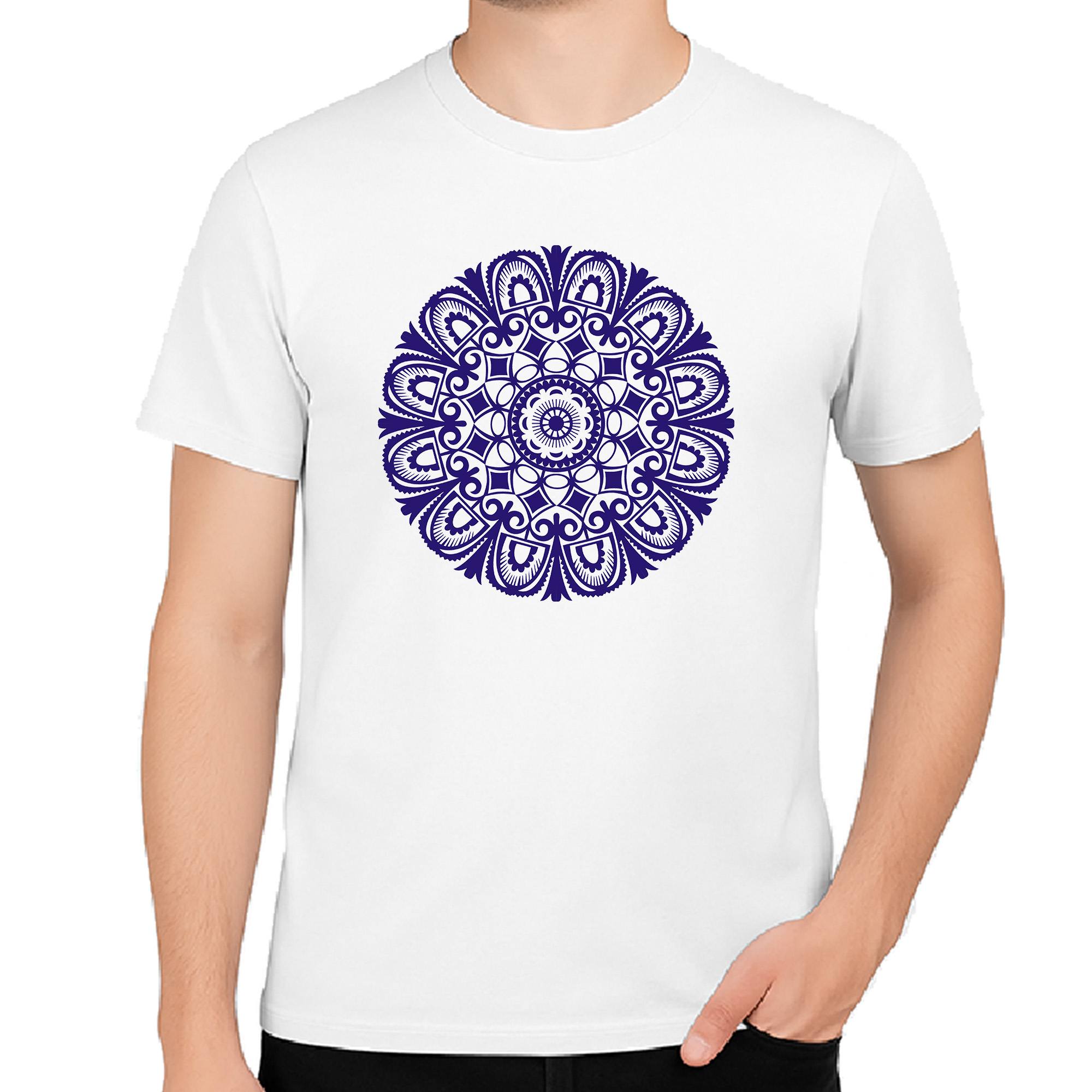 Koszulka męska Folkowa Rozeta Kurpiowska