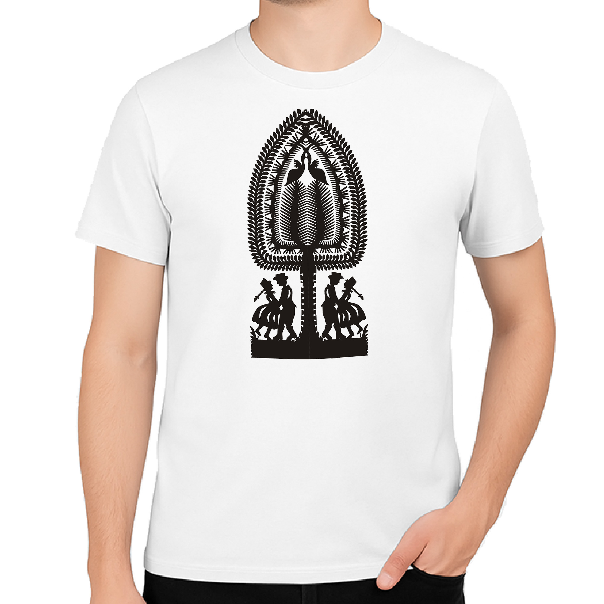 Koszulka męska Wycinanka Kurpiowska - Taniec i Natura