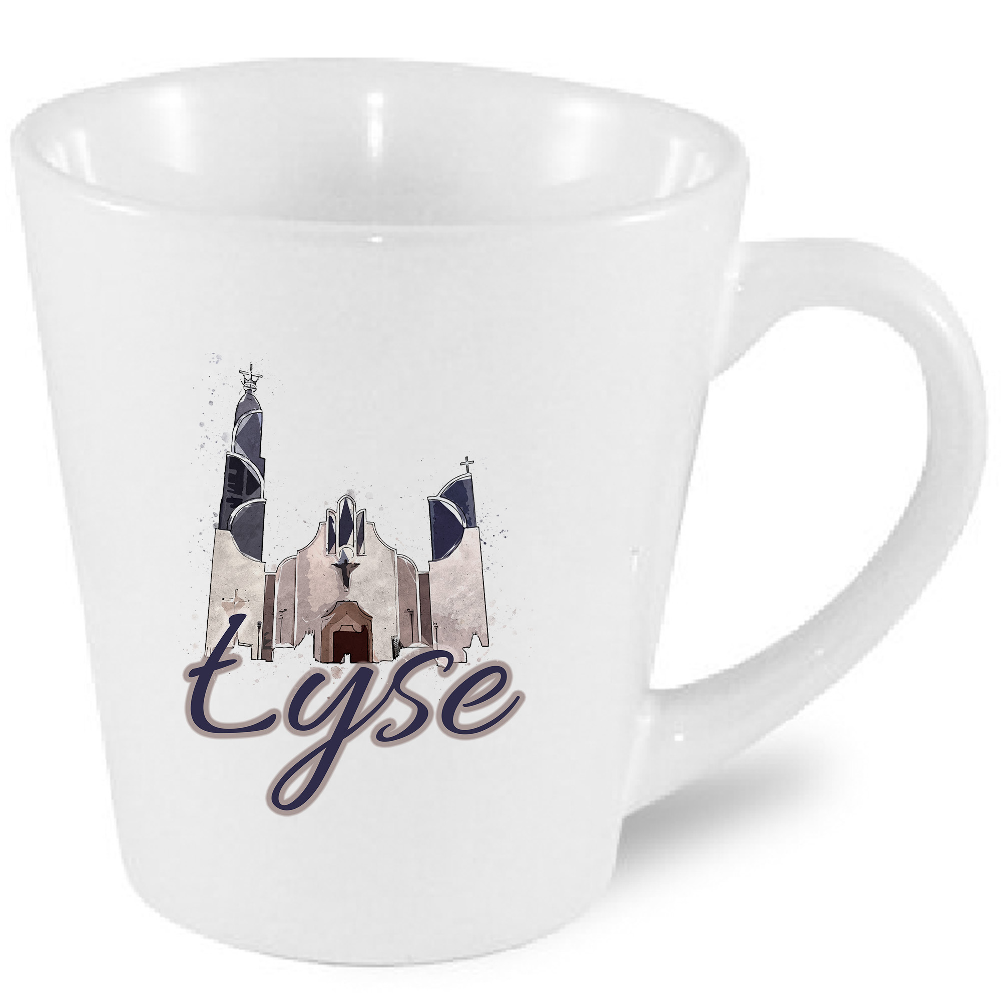 Kubek latte Kościół w Łysych