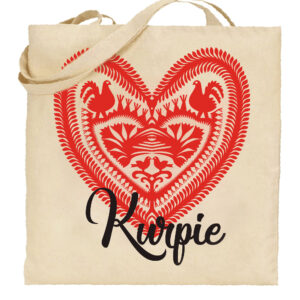 Torba bawełniana Serce z Kurpiowskiej Wycinanki